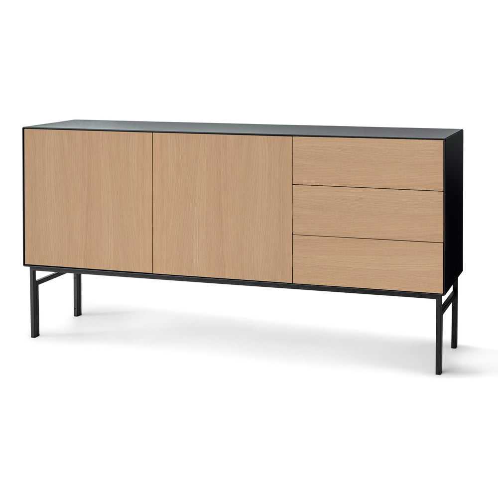 Černá komoda s dvířky podýhovaná dubem Edge by Hammel Hammel Furniture