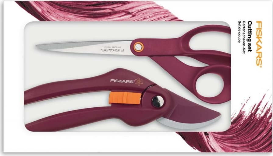 Červený zahradní set nůžek Fiskars Merlot Fiskars