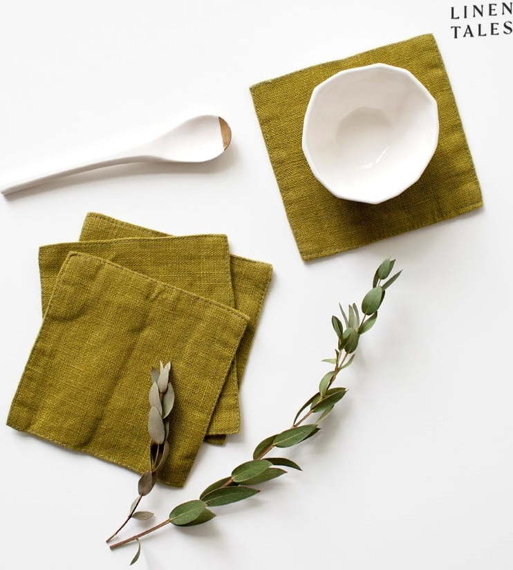 Khaki látkové podtácky v sadě 4 ks – Linen Tales Linen Tales