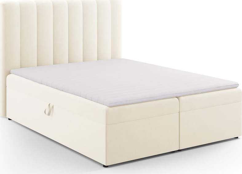 Béžová boxspring postel s úložným prostorem 160x200 cm Gina – Milo Casa Milo Casa