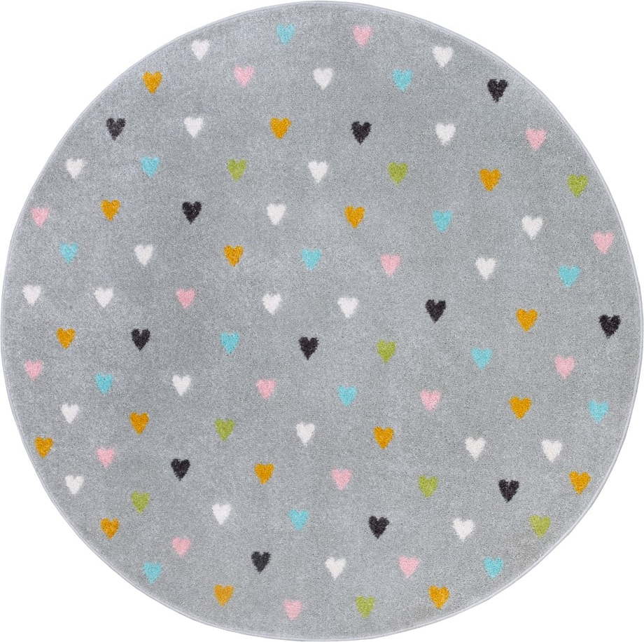 Šedý dětský koberec ø 140 cm Little Hearts – Hanse Home Hanse Home