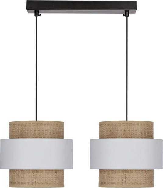 Závěsné svítidlo s ratanovým stínidlem v bílo-přírodní barvě ø 20 cm Rattan – Candellux Lighting Candellux Lighting