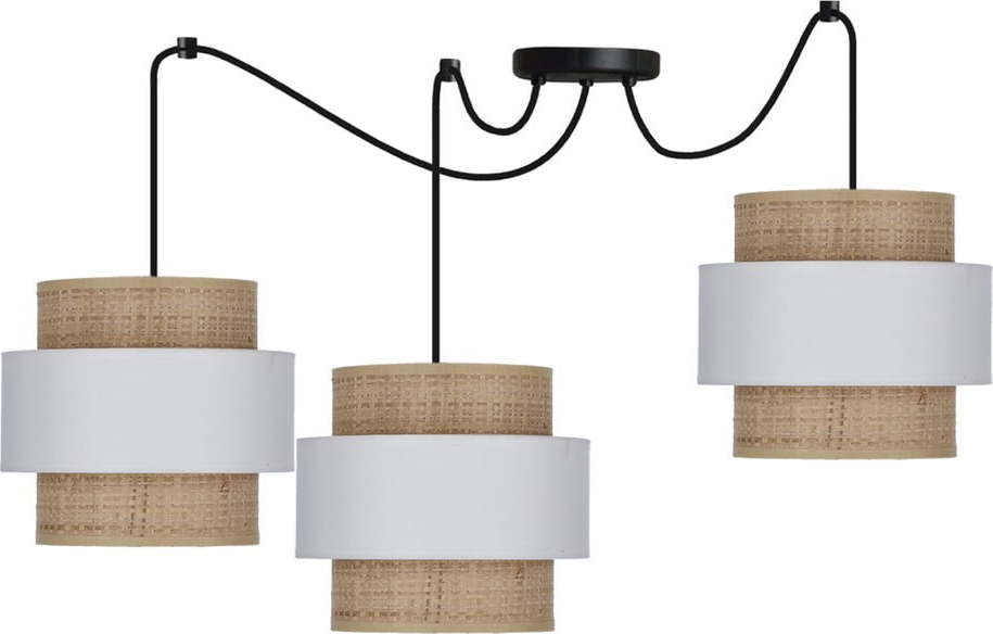 Závěsné svítidlo s ratanovým stínidlem v bílo-přírodní barvě ø 20 cm Rattan – Candellux Lighting Candellux Lighting