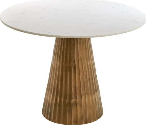 Kulatý jídelní stůl v bílé a bronzové barvě s deskou v dekoru mramoru ø 100 cm Leyda – Light & Living Light & Living