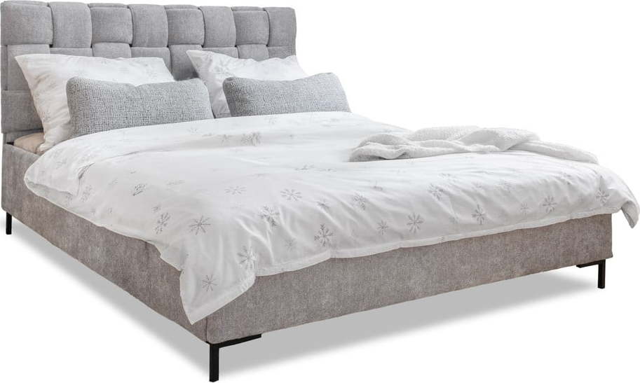 Světle šedá čalouněná dvoulůžková postel s roštem 180x200 cm Eve – Miuform Miuform