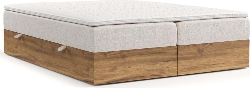 Boxspring postel s úložným prostorem ve světle hnědo-přírodní barvě 180x200 cm Faro – Maison de Rêve Maison de Reve