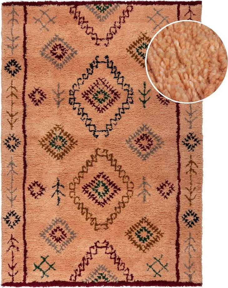 Ručně tkaný vlněný koberec v lososové barvě 120x170 cm Moroccan Sahara – Flair Rugs Flair Rugs