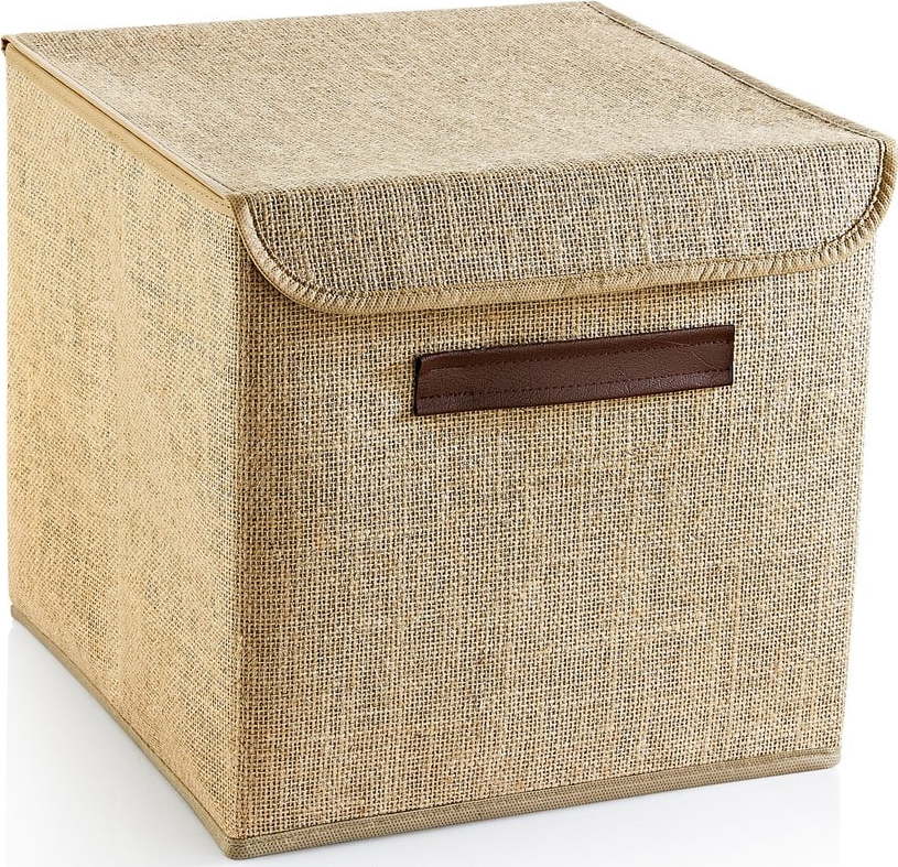 Světle hnědý úložný box s víkem z juty 30x30x30 cm – Mioli Decor Mioli Decor