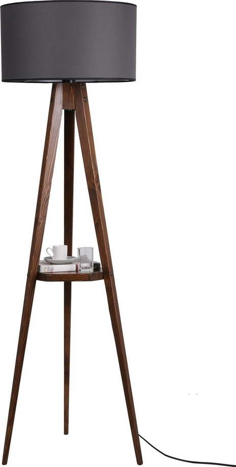 Černo-hnědá stojací lampa s textilním stínidlem (výška 176 cm) Sehbalı Tripod – Opviq lights Opviq lights