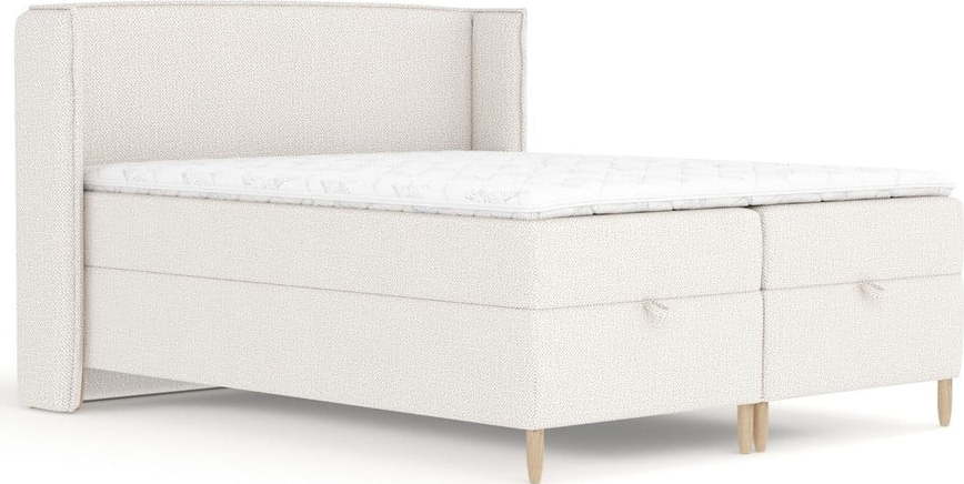 Krémová boxspring postel s úložným prostorem 180x200 cm Monpelli – Maison de Rêve Maison de Reve