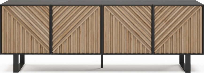 TV stolek v dekoru dubu v černo-přírodní barvě 161x55x35 cm Alana – Marckeric Marckeric