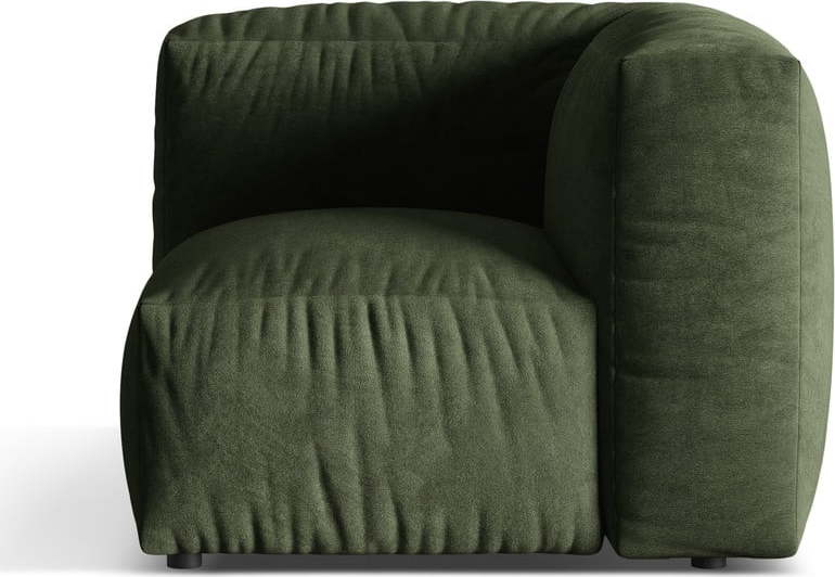 Zelený modul pohovky z textilie bouclé (variabilní roh) Martina – Micadoni Home Micadoni